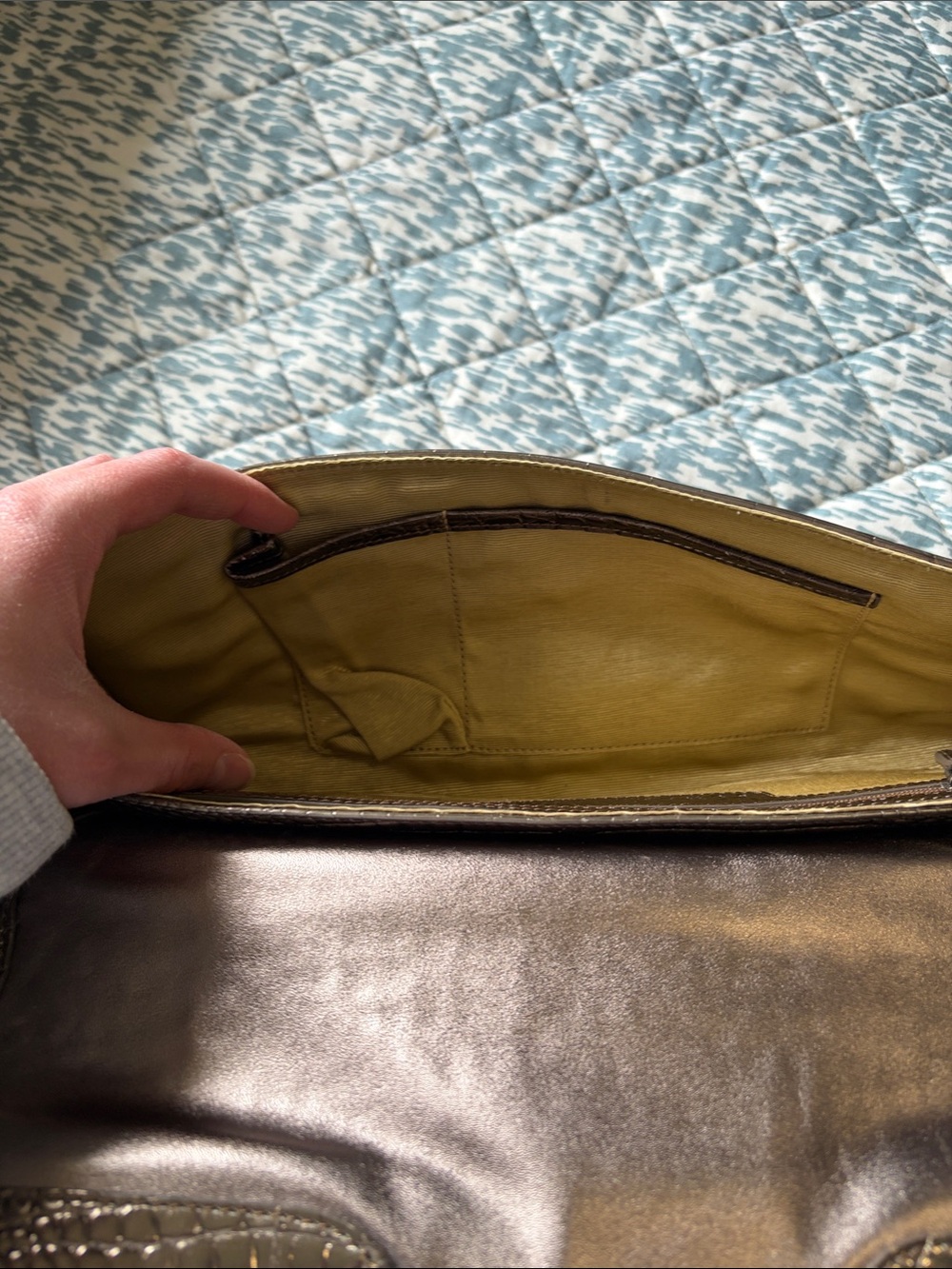 Sondra Roberts Bronze Croc-Embossed Shoulder Bag - Picture 5 of 6